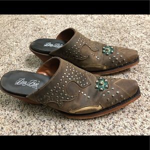 Dan Post leather mules with color inserts